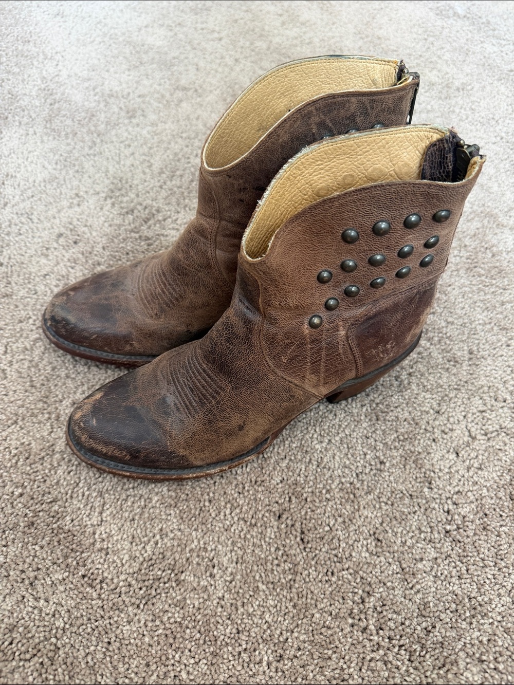 Shyanne Brown Studded Western Ankle Boots